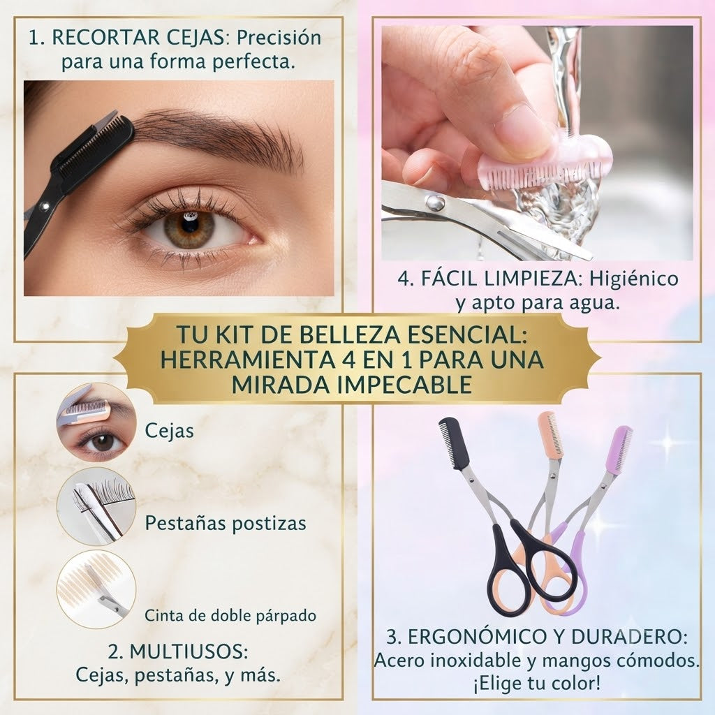 Tijera Depiladora de Cejas con Peine Incorporado ✨