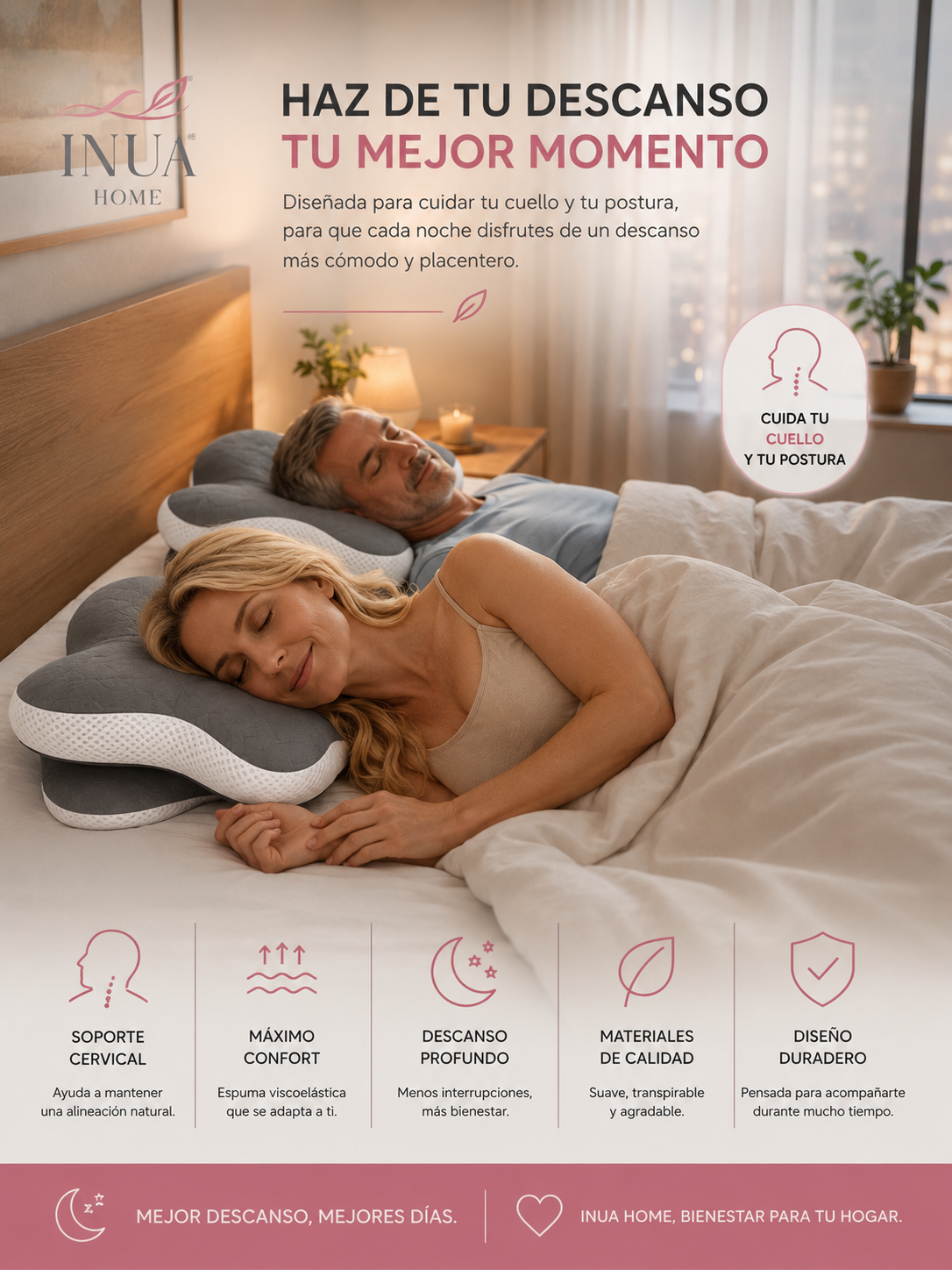 Almohada Cervical Ergonómica Memory Foam INUA