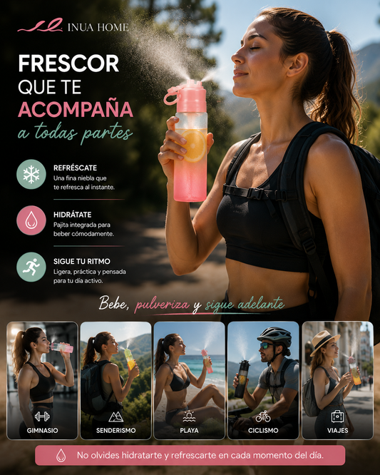 Botella Deportiva 650 ml con Pulverizador INUA