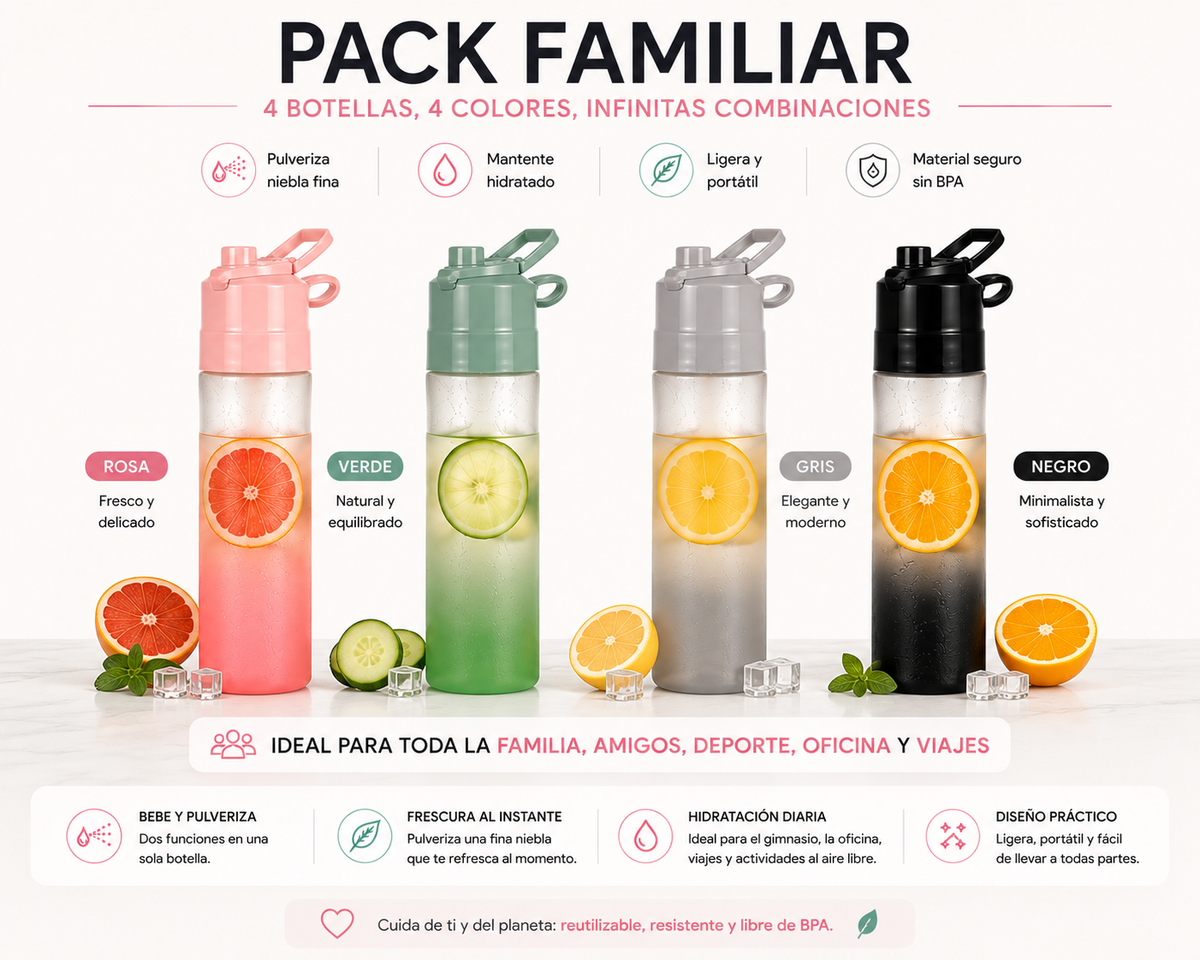 Botella Deportiva 650 ml con Pulverizador INUA