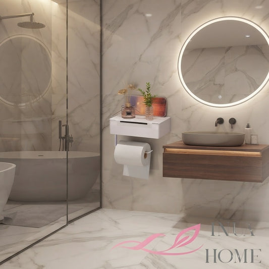 Portarrollos de Baño con Estante Multiusos sin Taladro