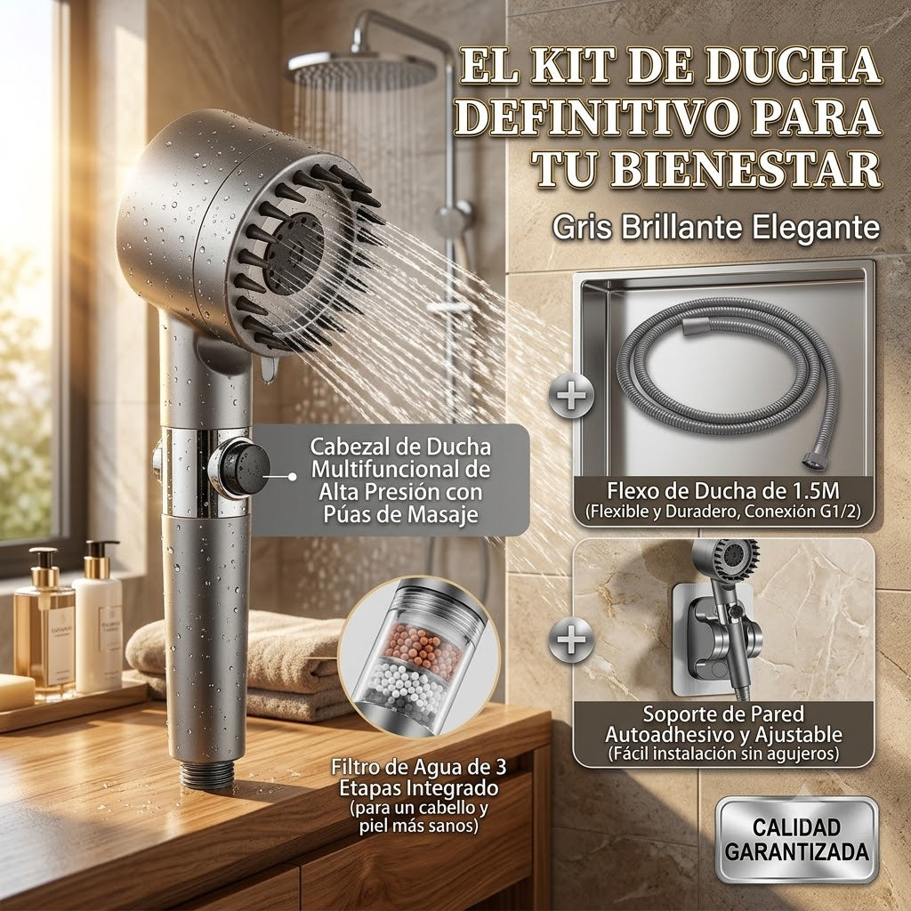 Alcachofa de Ducha con Filtro – Spa en Casa, Presión Máxima