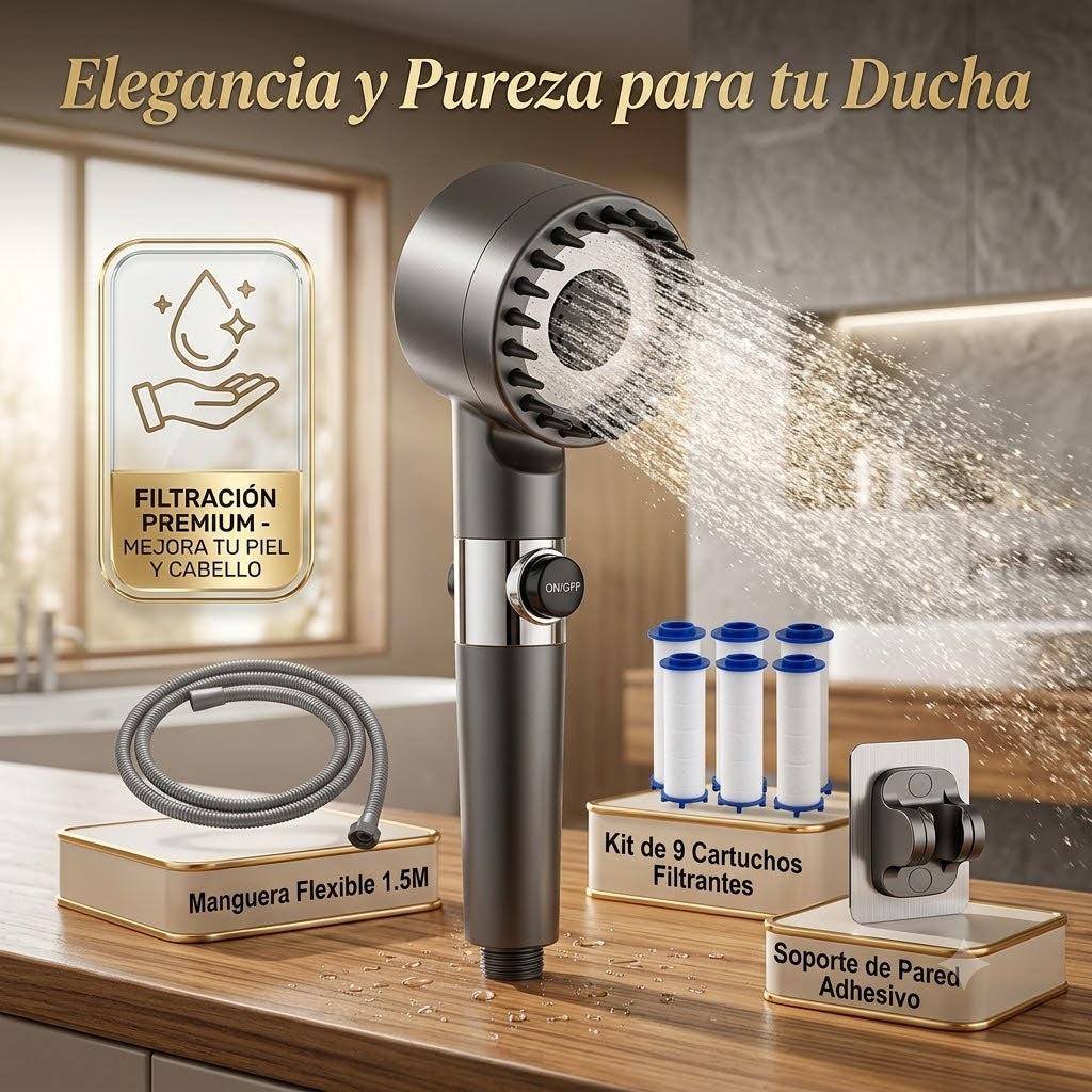Alcachofa de Ducha con Filtro – Spa en Casa, Presión Máxima