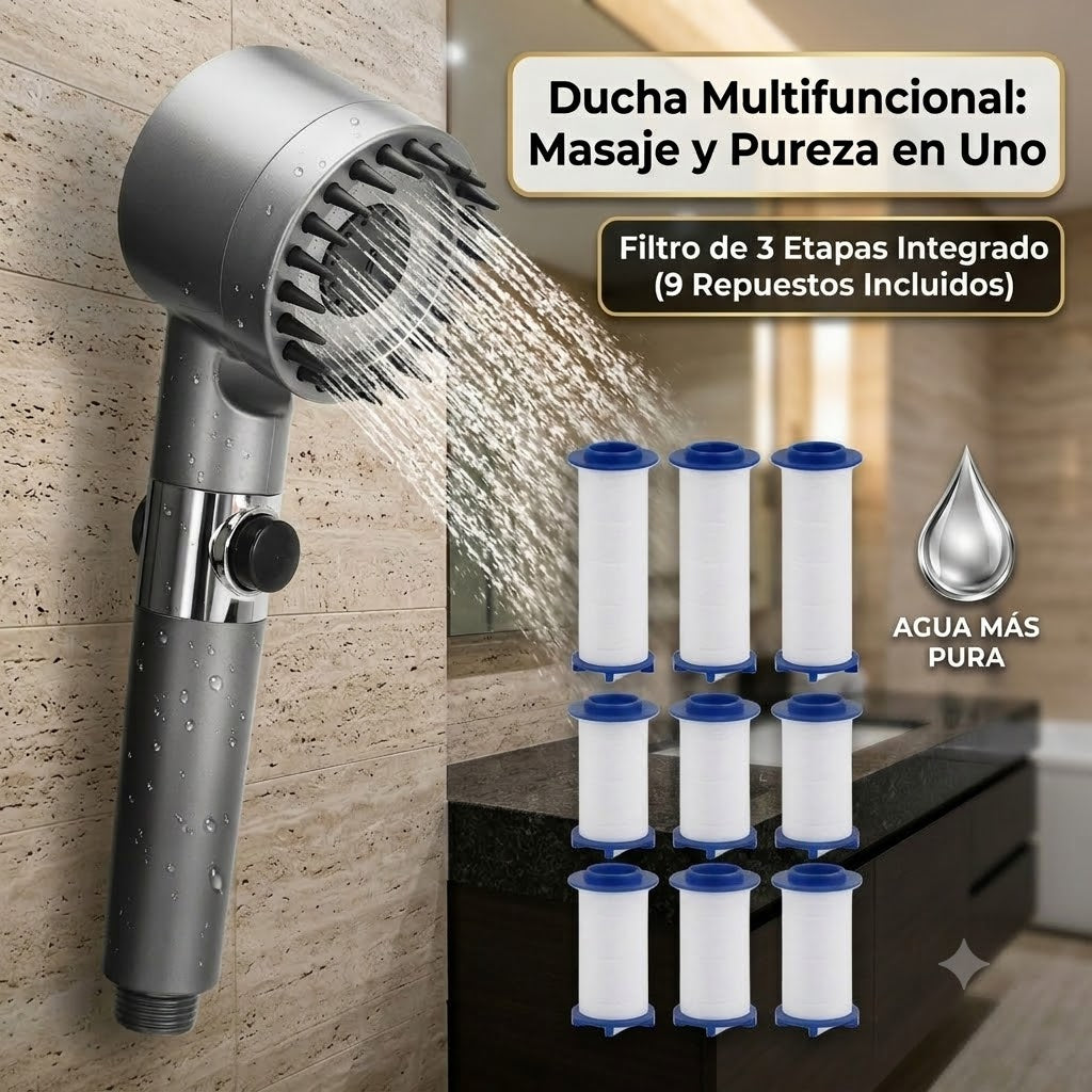 Alcachofa de Ducha con Filtro – Spa en Casa, Presión Máxima