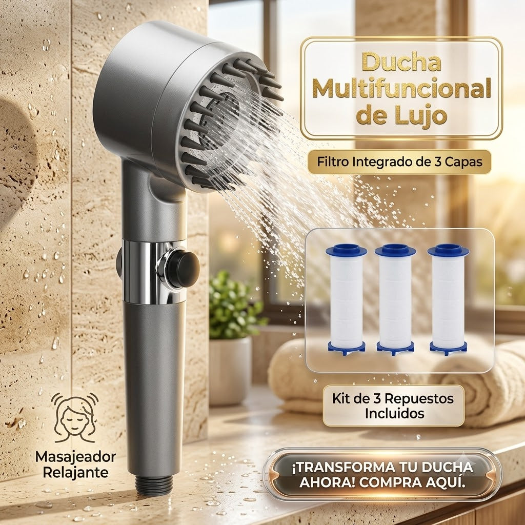 Alcachofa de Ducha con Filtro – Spa en Casa, Presión Máxima