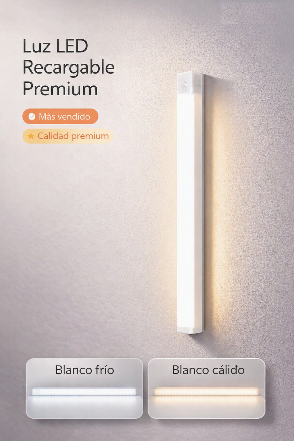 Lámpara LED con Sensor de Movimiento — Luz Nocturna Inalámbrica Recargable USB-C
