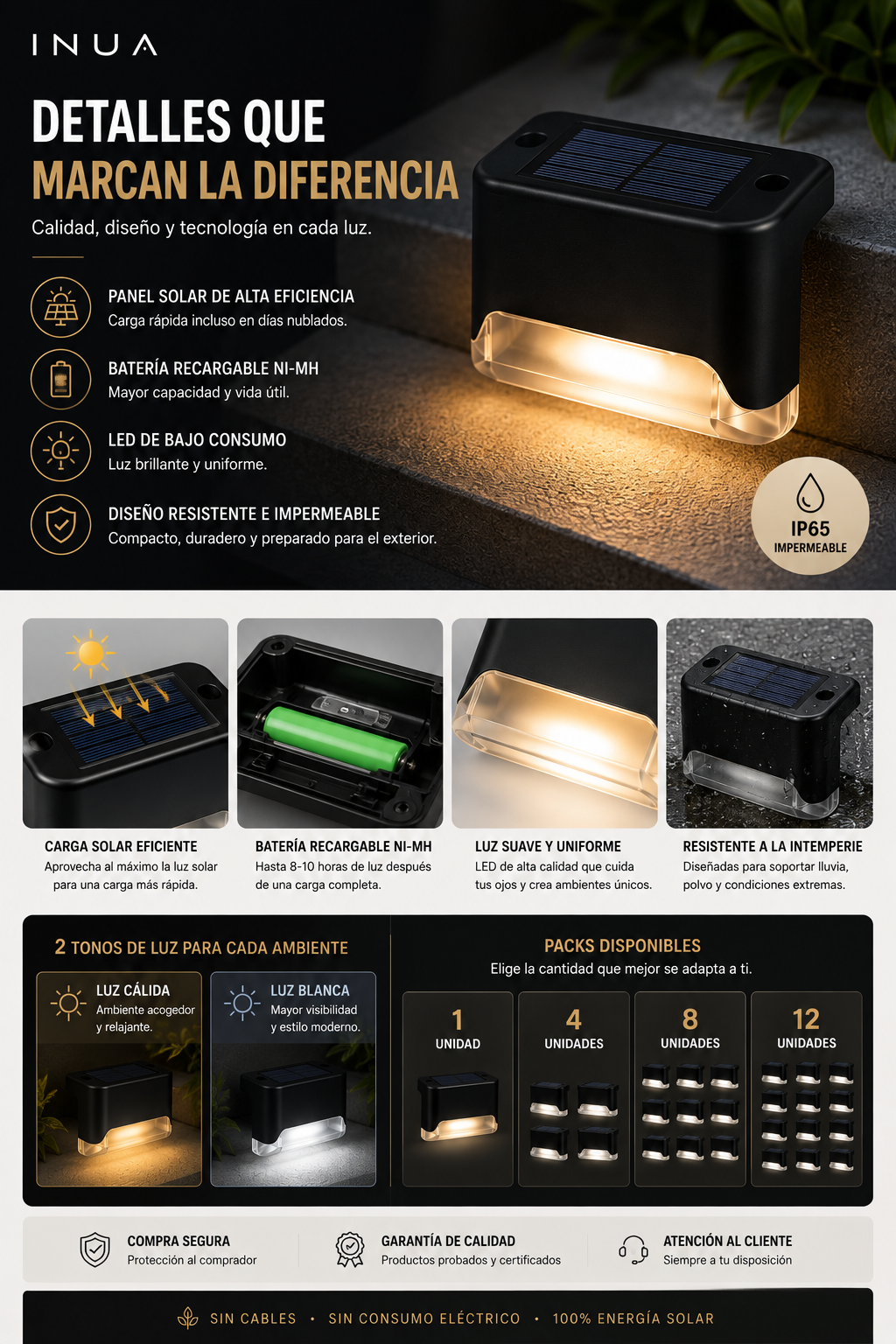 Luces LED Solares para Exterior INUA