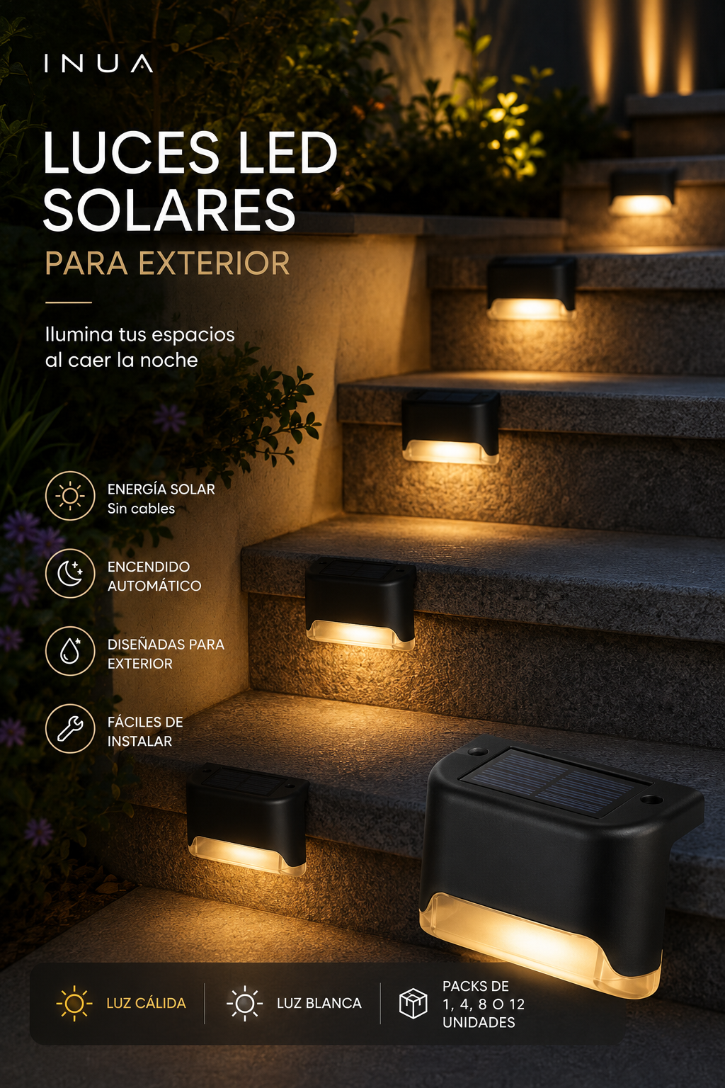 Luces LED Solares para Exterior INUA