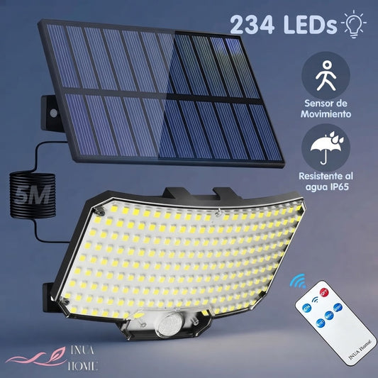 Luces Solares Exteriores 234 LED Sensor + Mando IP65