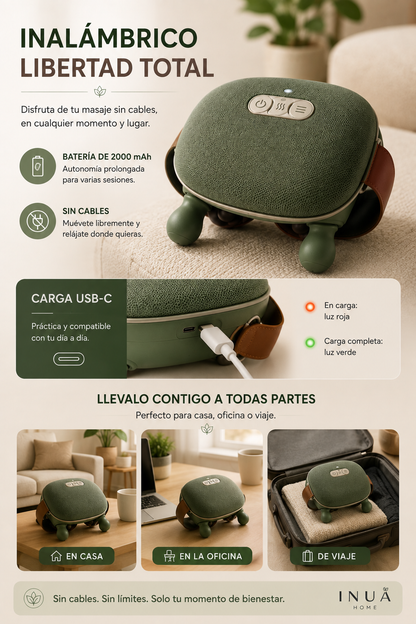 Masajeador Shiatsu 4D Inalámbrico con Calor INUA