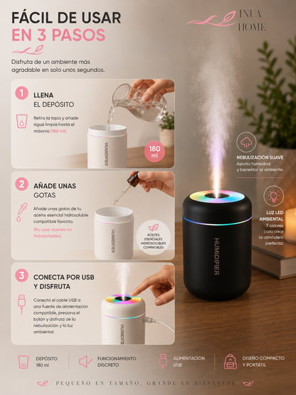 Mini Humidificador y Difusor de Aromas USB INUA