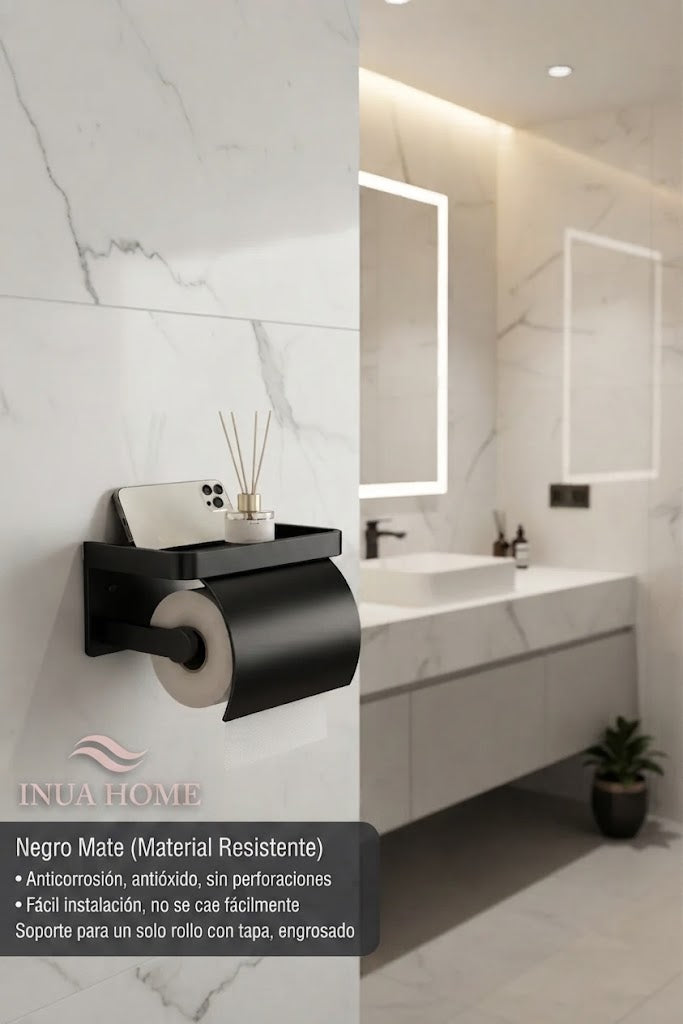 Portarrollos de Baño con Estante – Diseño Moderno y Funcional