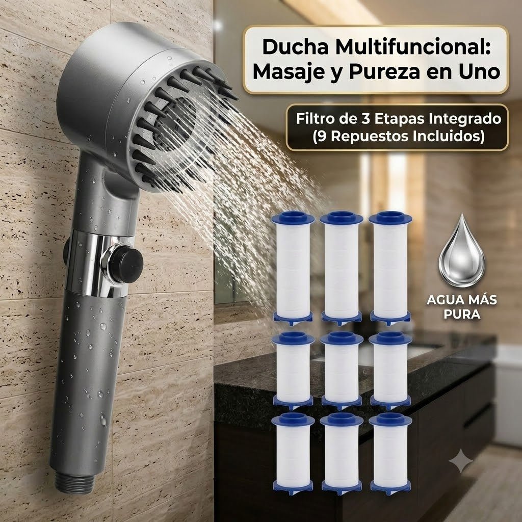 Alcachofa de Ducha con Filtro – Spa en Casa, Presión Máxima - Inua Home