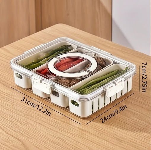 Bandeja Divisora para Aperitivos — Con Tapa y Asa, Apta para Microondas - Inua Home