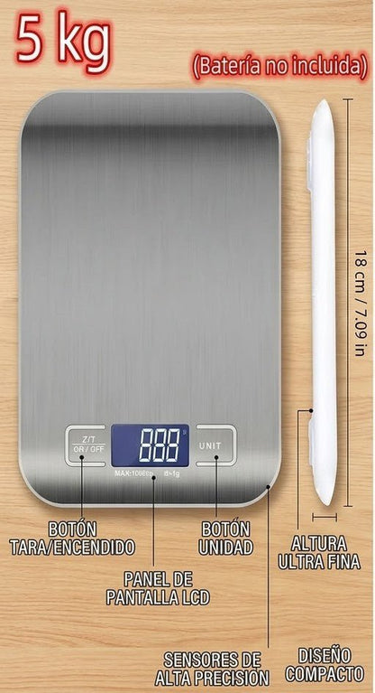 Báscula Digital de Cocina 5kg-10kg/1g — Precisión Profesional para tu Hogar - Inua Home