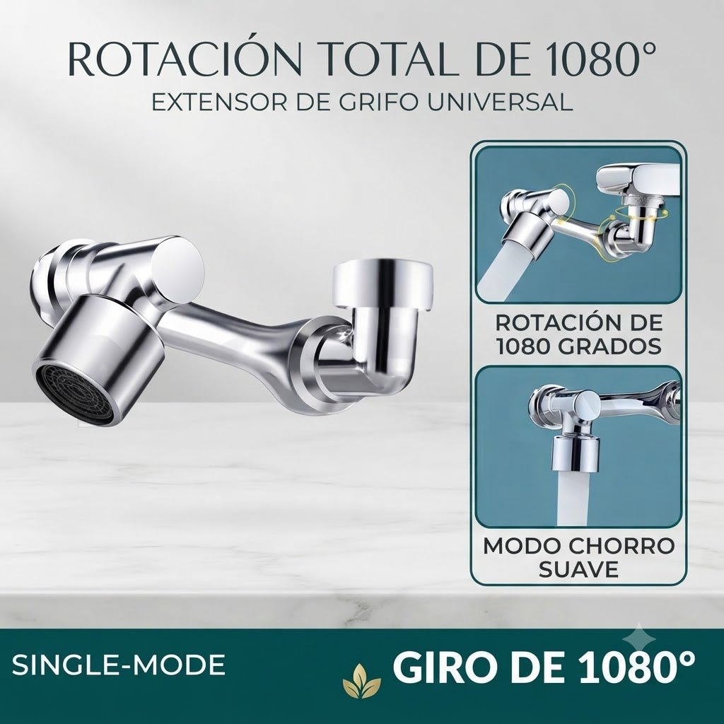 Cabezal de Grifo Giratorio 1080° | Universal y Antisalpicaduras - Inua Home