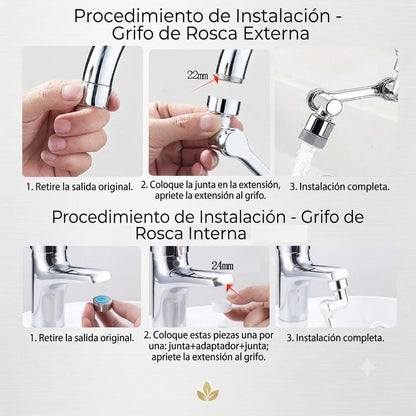 Cabezal de Grifo Giratorio 1080° | Universal y Antisalpicaduras - Inua Home