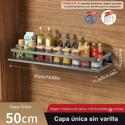 Estante Organizador de Especias de Pared — Sin Perforar, Acero al Carbono - Inua Home