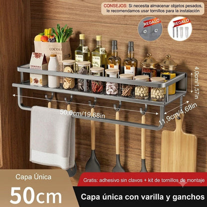 Estante Organizador de Especias de Pared — Sin Perforar, Acero al Carbono - Inua Home