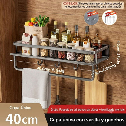 Estante Organizador de Especias de Pared — Sin Perforar, Acero al Carbono - Inua Home