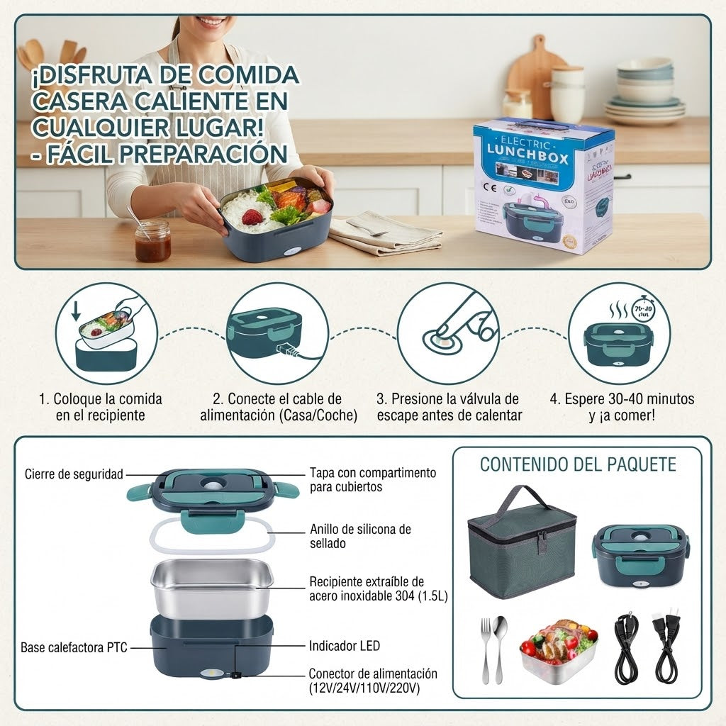 Lonchera Eléctrica Portátil 2 en 1 (1.5L)