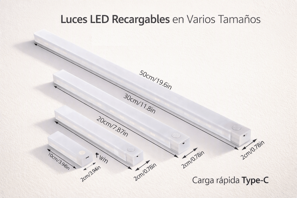 Lámpara LED con Sensor de Movimiento — Luz Nocturna Inalámbrica Recargable USB-C - Inua Home