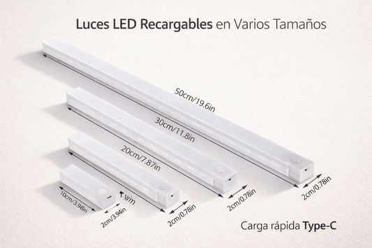 Lámpara LED con Sensor de Movimiento — Luz Nocturna Inalámbrica Recargable USB-C - Inua Home