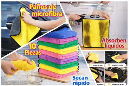 Paño de microfibra multiusos para limpieza de hogar, vajilla, coche. - Inua Home