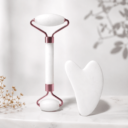 Set de Rodillo Facial + Gua Sha — Masaje Facial para Rostro, Cuello y Contorno de Ojos - Inua Home
